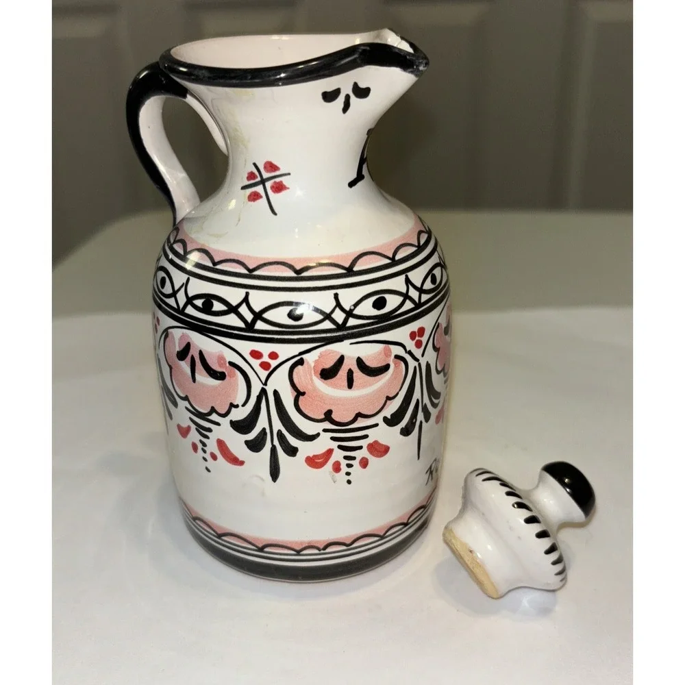 Vintage Pottery Pitcher Vase Jug Signed Ronda 5